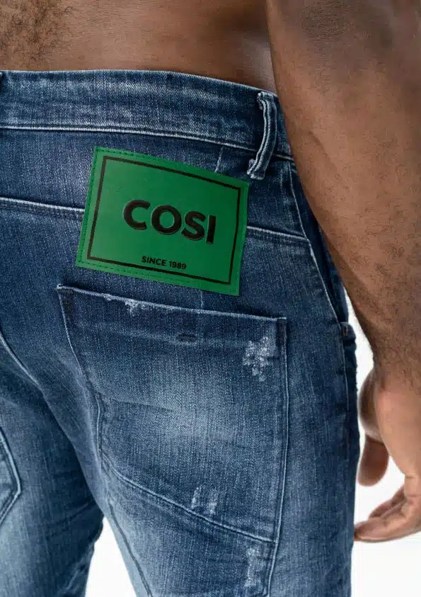 COSI Ανδρικό Jean Παντελόνι Ελαστικό Με Σκισίματα και Λάστιχο στο Τελείωμα Μπλε - COSI60 - TIAGO 1