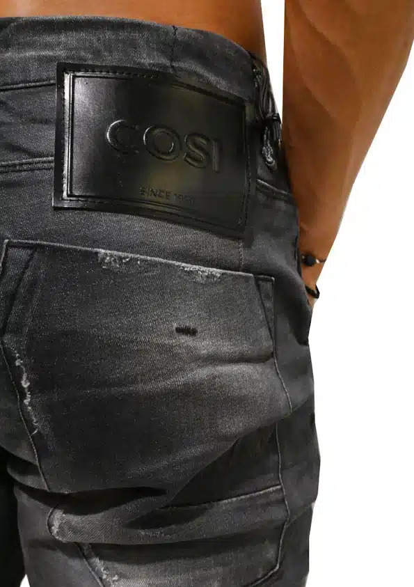 COSI Ανδρικό Jean Παντελόνι Ελαστικό Με Σκισίματα και Λάστιχο στο Τελείωμα Γκριζόμαυρο - COSI60 - MAGGIO 8