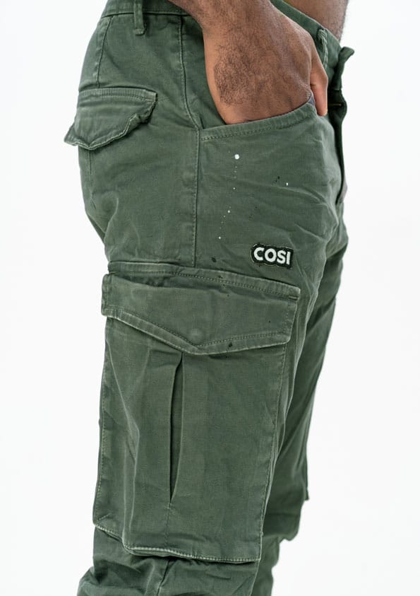 COSI Ανδρικό Παντελόνι Ελαστικό Cargo Με λάστιχο Στο Τελείωμα Πράσινο - COSI60-LUCCA GREEN