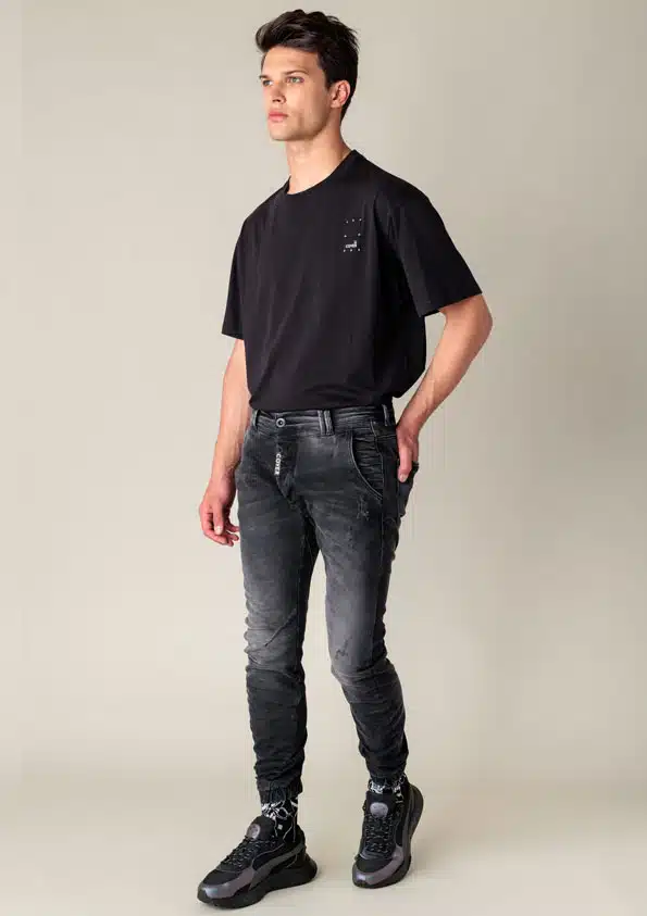 Cover Ανδρικό Jean Παντελόνι 3D Loose Ελαστικό Σκούρο Γκρι - IBIZA G2451