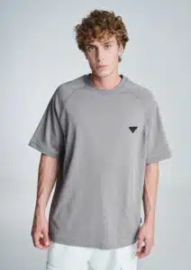 P/COC Ανδρικό T-shirt με Δερμάτινο Logo Γκρι - P-1524-ELEPHANT