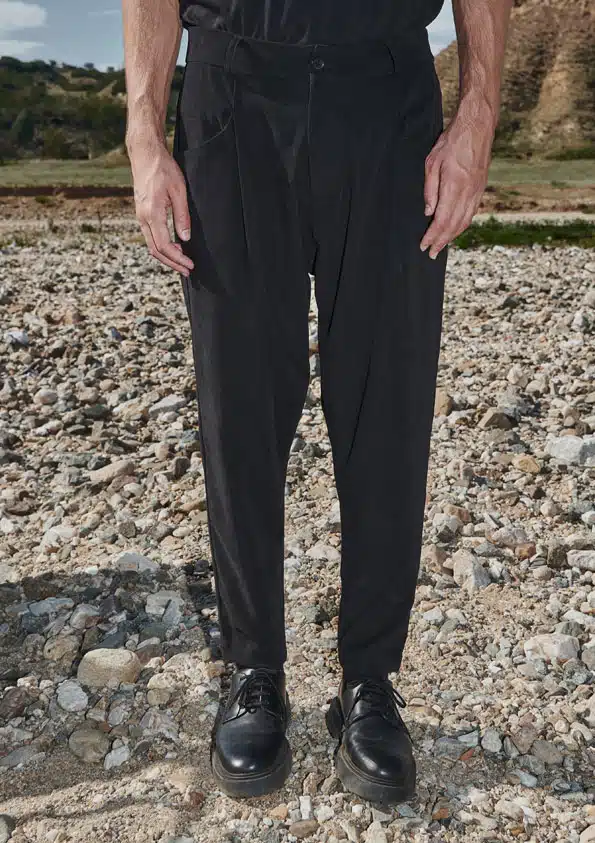 P/COC Ανδρικό Υφασμάτινο Παντελόνι με Πλαϊνές Τσέπες Μαύρο - P-1532-BLACK