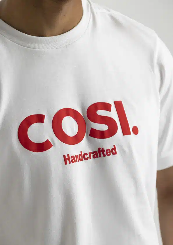 Cosi Ανδρικό T-shirt με Στάμπα στη Μέση και Κόκκινο Logo Λευκό - COSI-S23-05