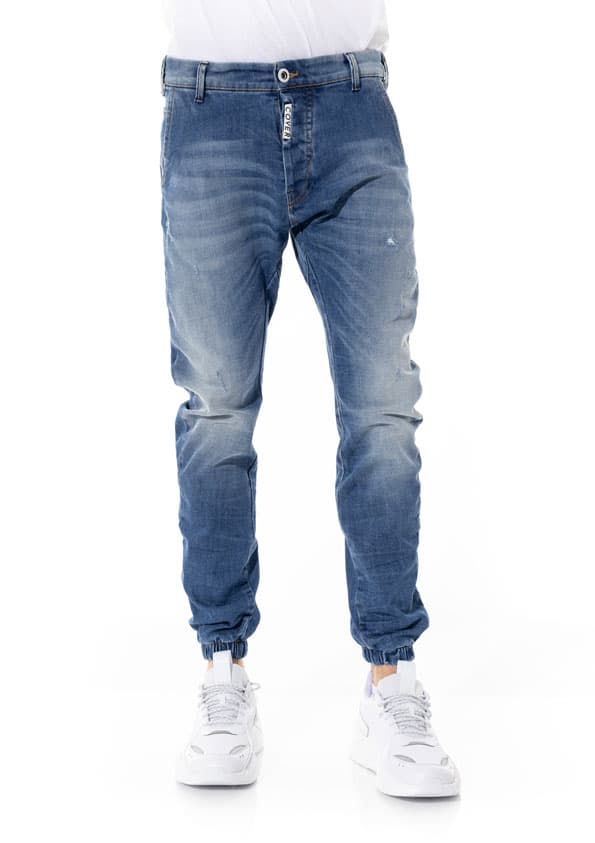 Cover Ανδρικό Jean Παντελόνι 3D Loose Ελαστικό με Λάστιχο στο Τελείωμα Μπλε - JAGGER Q2550-26