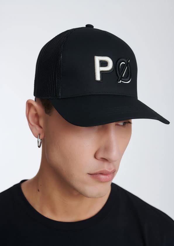 P/COC Ανδρικό Καπέλο με Κέντημα στο Μπροστινό Μέρος Μαύρο - P-1616-BLACK