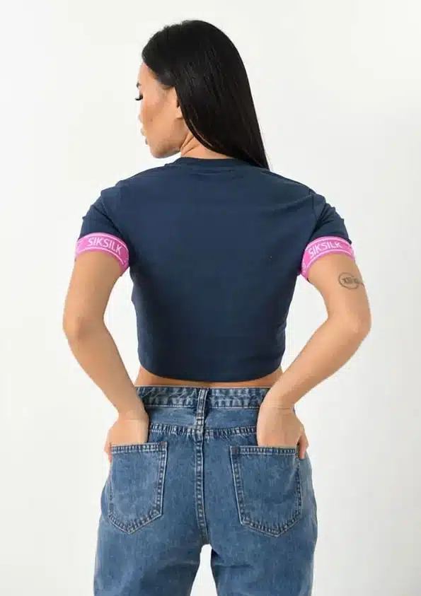 SikSilk Γυναικείο Crop Top T-shirt Systemic Μπλε - SikSilk - Systemic