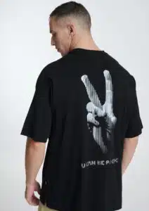 P/COC Ανδρικό T-shirt με Στάμπα στη Πλάτη Μαύρο - P-1666-BLACK
