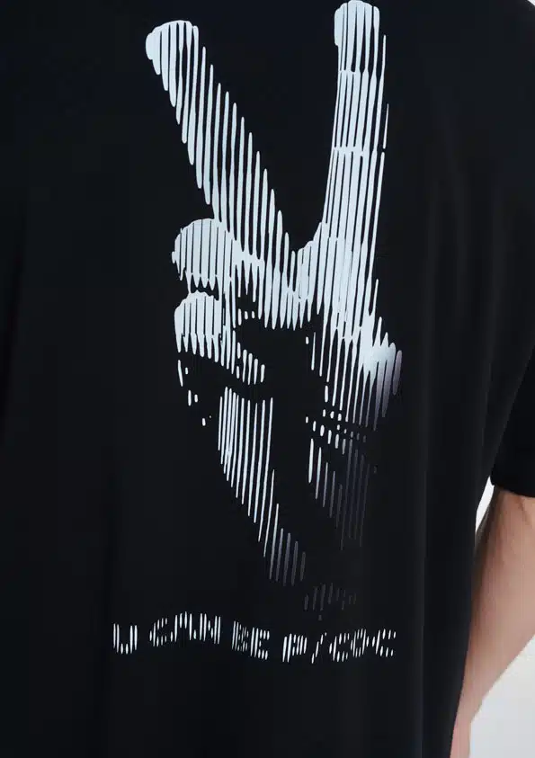 P/COC Ανδρικό T-shirt με Στάμπα στη Πλάτη Μαύρο - P-1666-BLACK