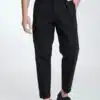 P/COC Ανδρικό Υφασμάτινο Παντελόνι με Λοξό Φερμουάρ και Πιέτες Μαύρο - P-1611-BLACK