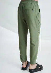 P/COC Ανδρικό Υφασμάτινο Παντελόνι με Πιέτες και Λάστιχο στη Μέση Πράσινο - P-1650-GREEN