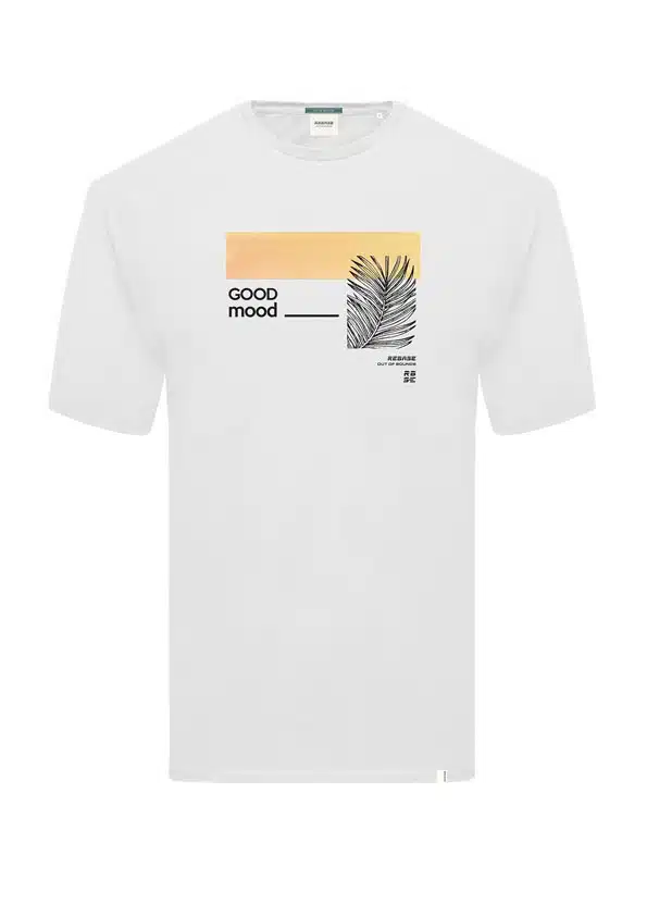 Rebase Ανδρικό T-shirt με Στάμπα Ανοιχτό Λευκό - 231.RTS.019-WHITE