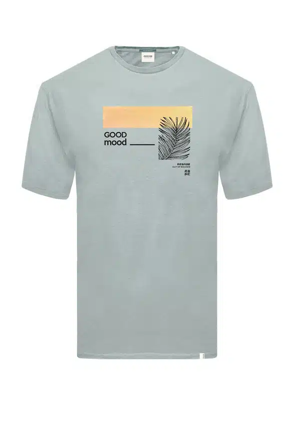 Rebase Ανδρικό T-shirt με Στάμπα Ανοιχτό Πράσινο - 231.RTS.019-SLATE GREEN