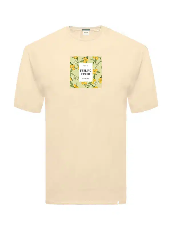 Rebase Ανδρικό T-shirt με Στάμπα Μπεζ - 231.RTS.026-CREAM