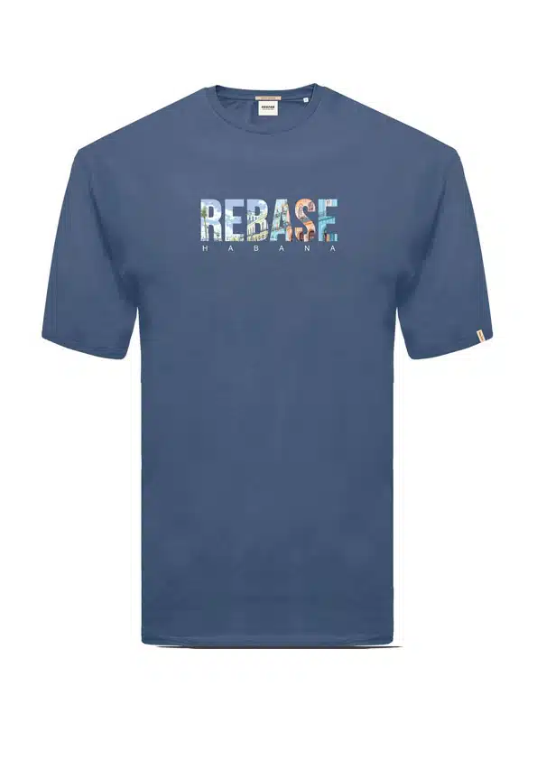 Rebase Ανδρικό T-shirt με Στάμπα Μπλε - 231.RTS.022-BLUE