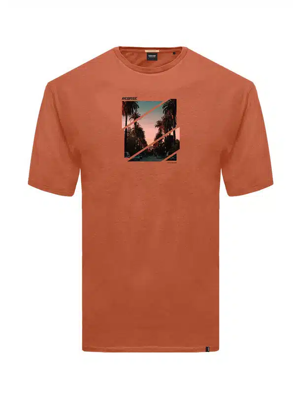 Rebase Ανδρικό T-shirt με Στάμπα Κεραμιδί - 231.RTS.025-TERRACOTTA