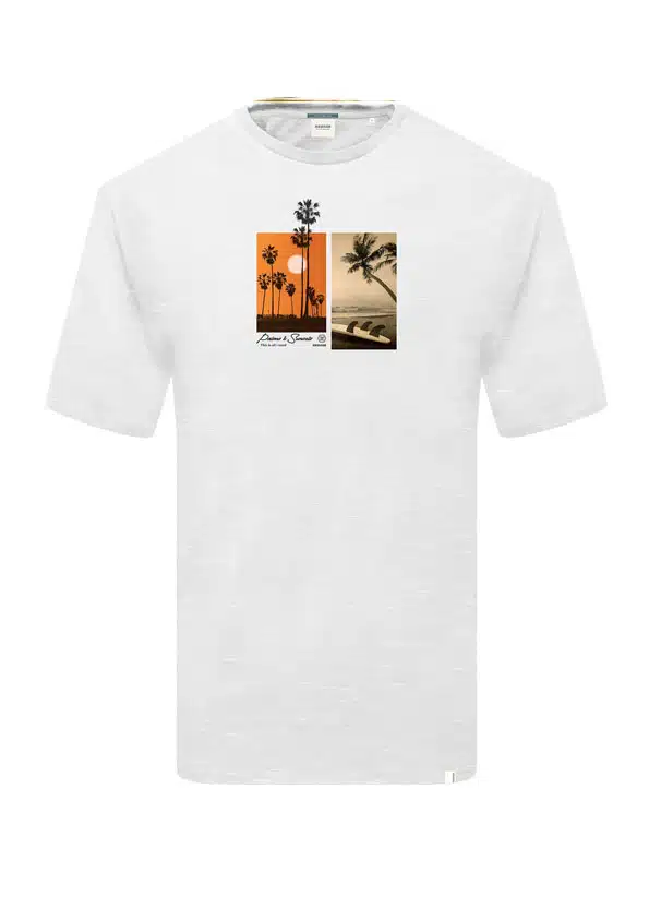 Rebase Ανδρικό T-shirt με Στάμπα Λευκό - 231.RTS.034-OFF WHITE
