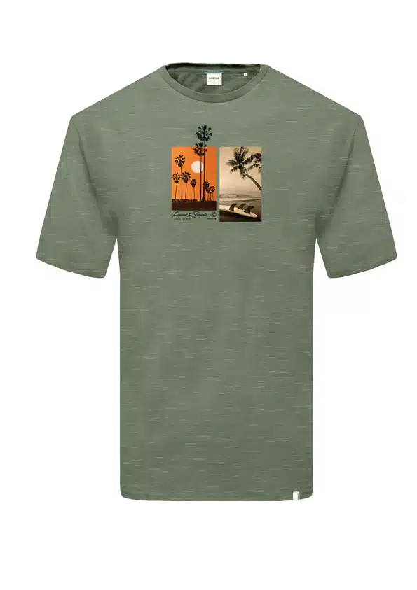 Rebase Ανδρικό T-shirt με Στάμπα Σκούρο Πράσινο - 231.RTS.034-DARK KHAKI