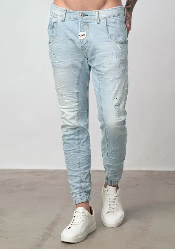 Cosi Ανδρικό Jean Παντελόνι Ελαστικό Slim με Γδαρσίματα Ανοιχτό Μπλε - COSI59-CARUSSO 3