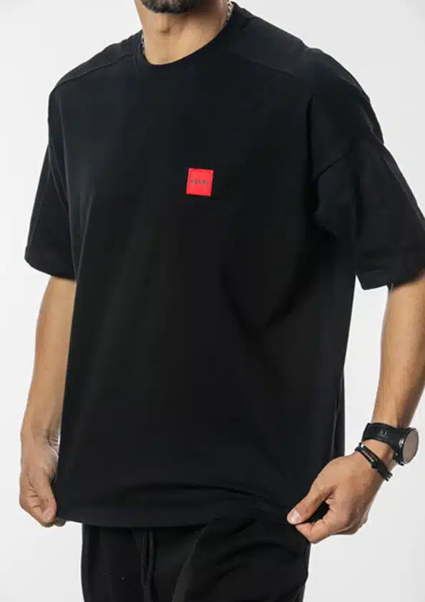 Henry Clothing Ανδρικό T-shirt με Κεντημένο ρο Λογότυπο στο Μπροστινό Μέρος και Λεπτομέρεια στη Πλάτη Μαύρο - 3-424-BLACK