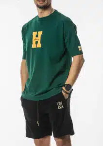 Henry Clothing Ανδρικό T-shirt με Πλακέ Logo στο Μπροστινό Μέρος Κυπαρισσί - 3-425-GREEN