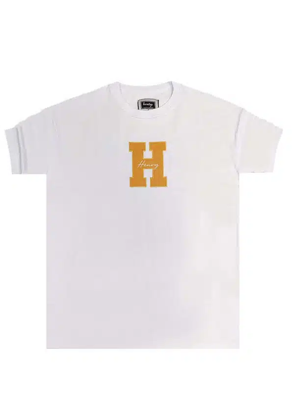 Henry Clothing Ανδρικό T-shirt με Πλακέ Logo στο Μπροστινό Μέρος Λευκό - 3-425-WHITE