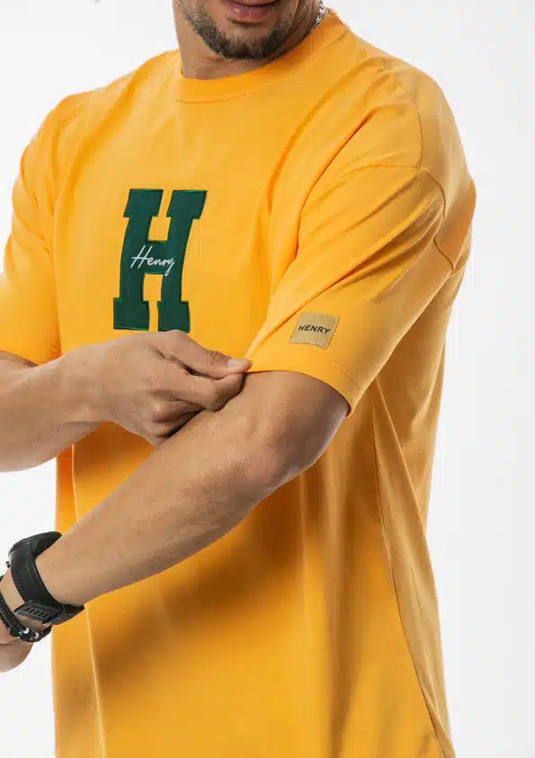 Henry Clothing Ανδρικό T-shirt με Πλακέ Logo στο Μπροστινό Μέρος Πορτοκαλί - 3-425-ORANGE