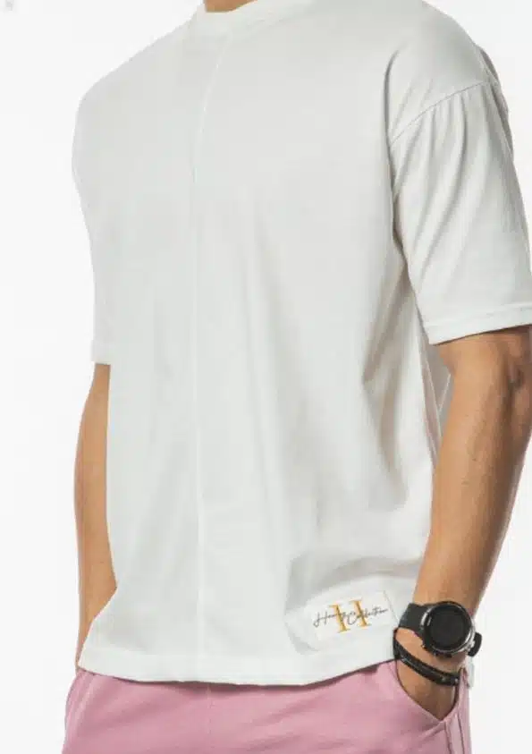 Henry Clothing Ανδρικό T-shirt με Ραμμένο Logo στο Πλαινό Μέρος Λευκό - 3-422-WHITE