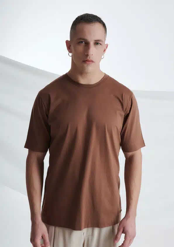 P/COC Ανδρικό T-shirt με Στρογγυλή Λαιμόκοψη Καφέ - P-1670-BROWN