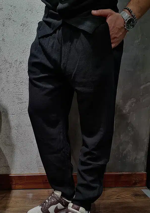 Twin Black Ανδρικό Παντελόνι με Πιέτες Μαύρο - 03-006A-BLACK