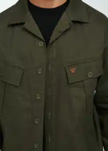 P/COC Ανδρικό Jacket με Μεγάλες Τσέπες στο Στήθος από Καπαρντίνα Λαδί - P-1745-OLIVE