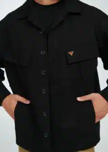 P/COC Ανδρικό Jacket με Μεγάλες Τσέπες στο Στήθος από Καπαρντίνα Μαύρο - P-1745-BLACK
