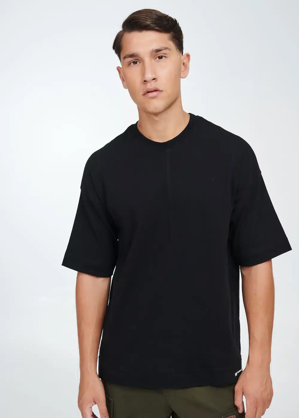 P/COC Ανδρικό T-Shirt με Στρογγυλή Λαιμόκοψη και Εξωτερικές Ραφές Μαύρο - P-1719 - BLACK