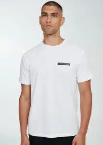 P/COC Ανδρικό T-Shirt με Στρογγυλή Λαιμόκοψη και Τύπωμα στο Αριστερό Μπροστινό Μέρος Λευκό - P-1712 - WHITE