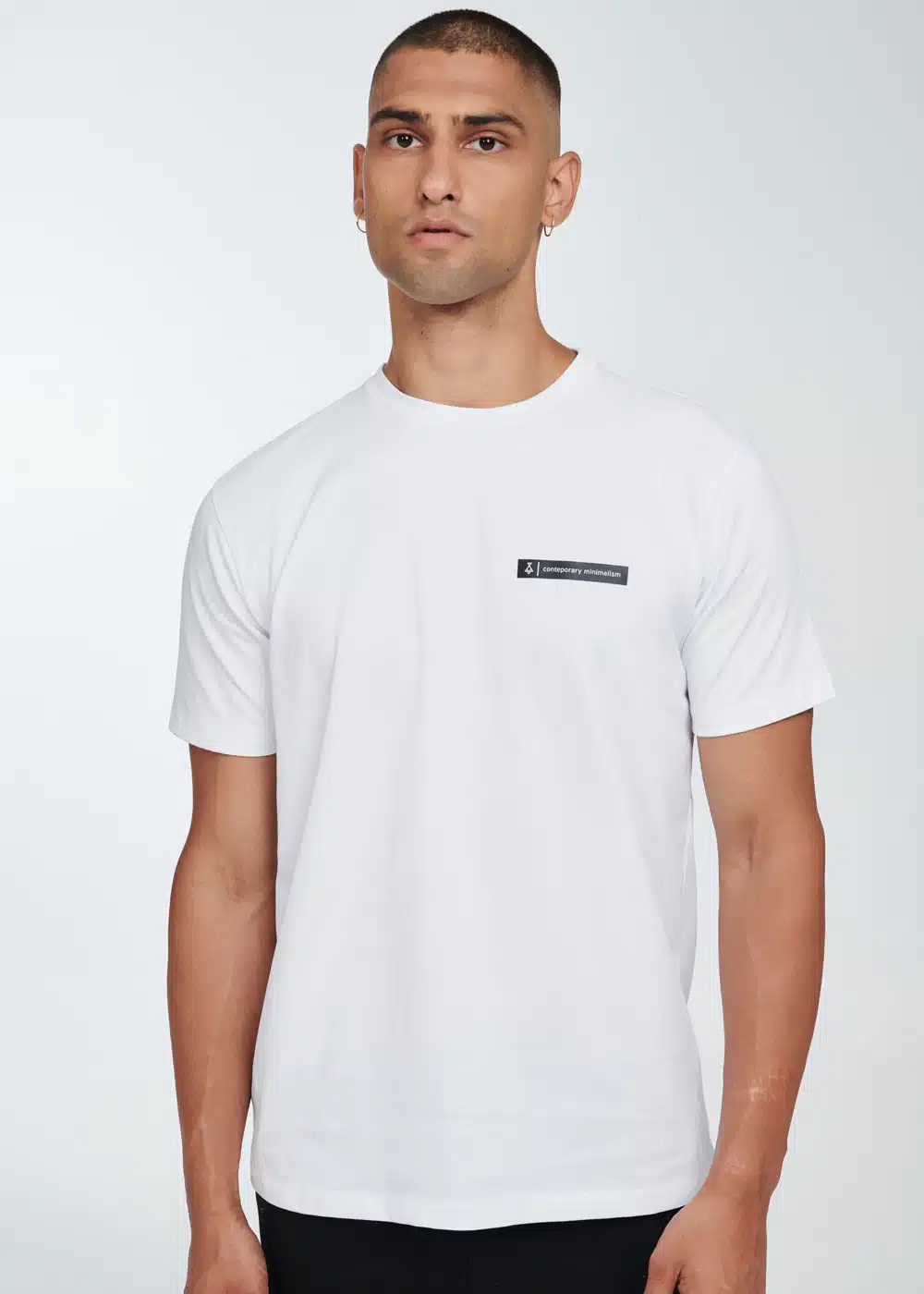 P/COC Ανδρικό T-Shirt με Στρογγυλή Λαιμόκοψη και Τύπωμα στο Αριστερό Μπροστινό Μέρος Λευκό - P-1712 - WHITE