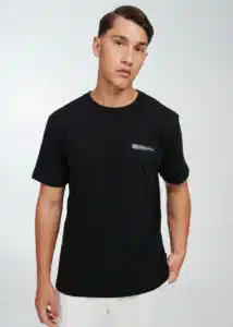 P/COC Ανδρικό T-Shirt με Στρογγυλή Λαιμόκοψη και Τύπωμα στο Αριστερό Μπροστινό Μέρος Μαύρο - P-1712 - BLACK