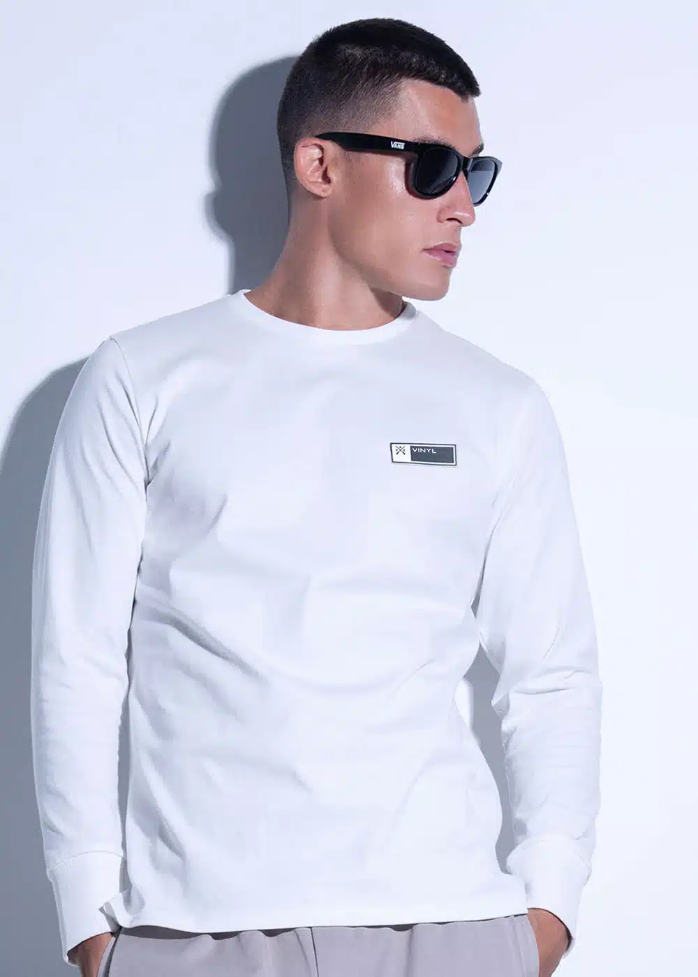 Vinyl Ανδρική Μπλούζα με Λογότυπο Λευκό - 20520-02-WHITE