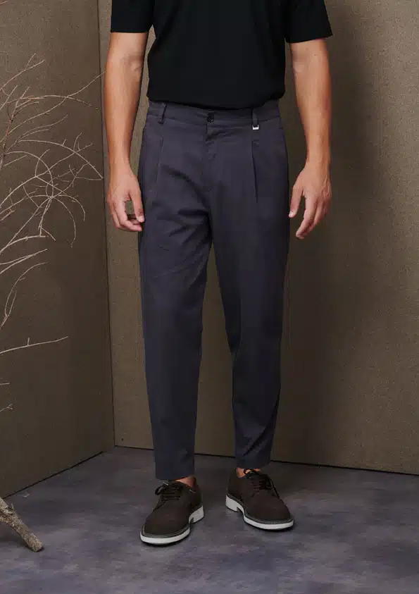 P/COC Ανδρικό Υφασμάτινο Παντελόνι Chino με Πιέτες Σκούρο Γκρι - P-1757-GREY
