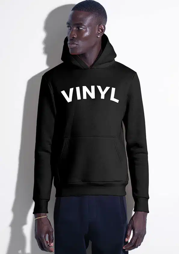 Vinyl Ανδρικό Φούτερ με Κουκούλα και Λογότυπο Μαύρο - 36740-01-BLACK