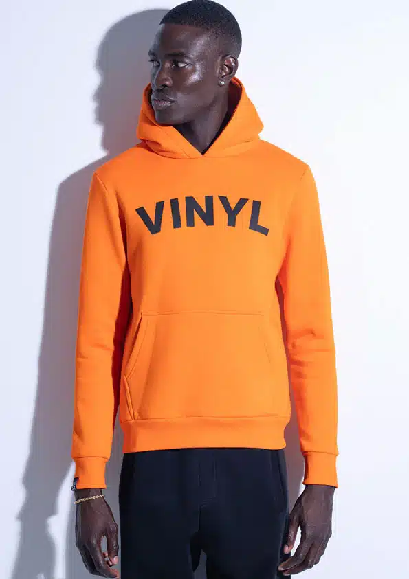 Vinyl Ανδρικό Φούτερ με Κουκούλα και Λογότυπο Πορτοκαλί - 36740-36-ORANGE