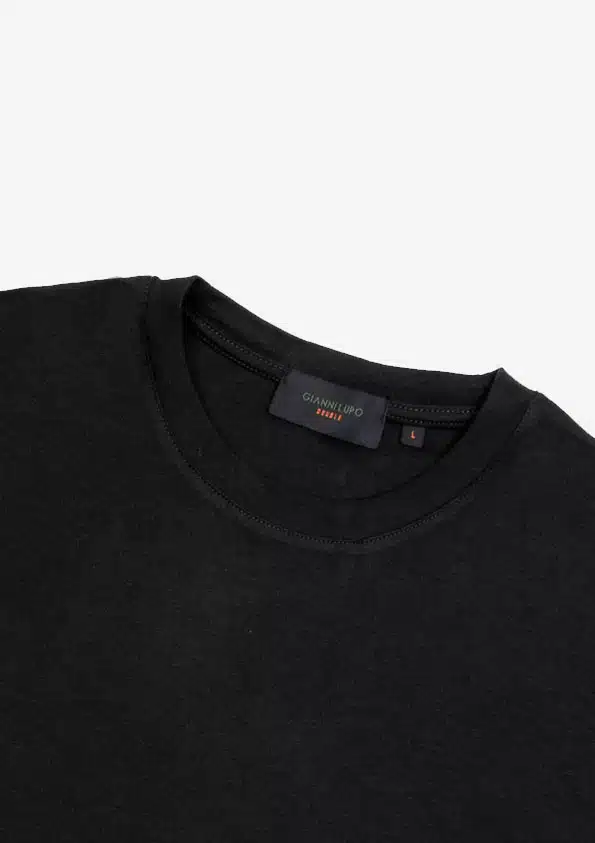 GIANNI LUPO Ανδρικό T-Shirt με Στρογγυλή Λαιμόκοψη και Λογότυπο στο Μπροστινό Μέρος Μαύρο - GLW505L-BLACK