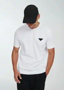 P/COC Ανδρικό T-Shirt με Στρογγυλή Λαιμόκοψη και Βελούδινο Λογότυπο στο Στήθος Λευκό - P-1714-WHITE
