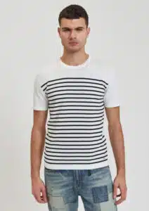 Gianni Lupo Ανδρικό T-shirt Ριγέ Λευκό - GL33749-WHITE