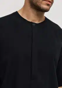 P/COC Ανδρικό Κοντομάνικο Μπλουζάκι με Κρυφή Πατιλέτα με Κουμπί Μαύρο - P-1823-BLACK