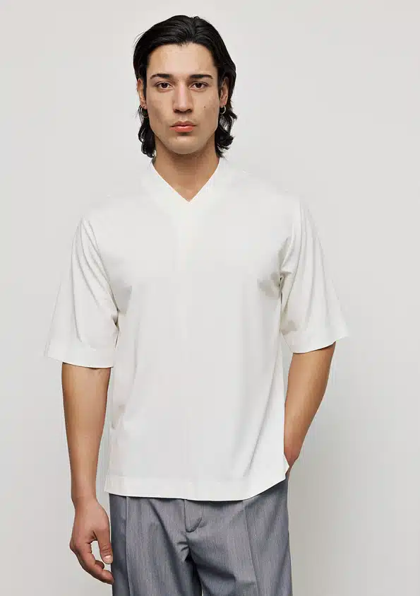 P/COC Ανδρικό Κοντομάνικο Μπλουζάκι με V Λαιμόκοψη Λευκό - P-1832-WHITE