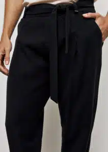 P/COC Ανδρικό Υφασμάτινο Παντελόνι με Πιέτες και Ζώνη στη Μέση Μαύρο - P-1824-BLACK
