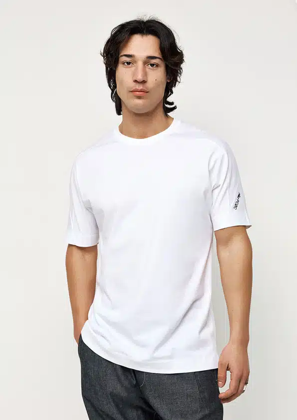 P/COC Ανδρικό Κοντομάνικο Μπλουζάκι με Στρογγυλή Λαιμόκοψη και Λογότυπο Λευκό - P-1888-WHITE